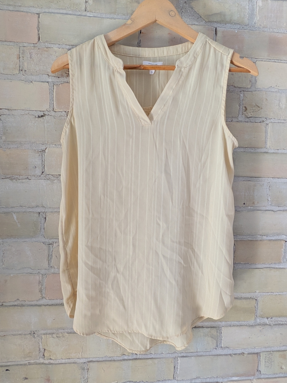 Maurices Cream Sleeveless V-Neck Camisole with Subtle Stripe